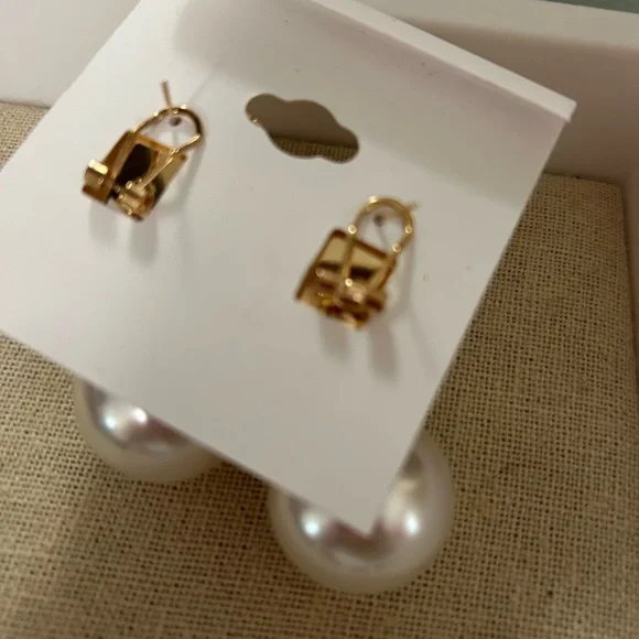 Natasha Couture Gold and Cream Earrings - Picture 4 of 10